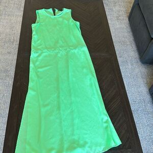 Jcrew Maxi dress, green, bright, neon, tank dress, loose fit, spring, beach, xs